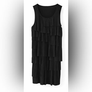 YA Los Angeles Black Pleated Tiered Sleeveless Dress